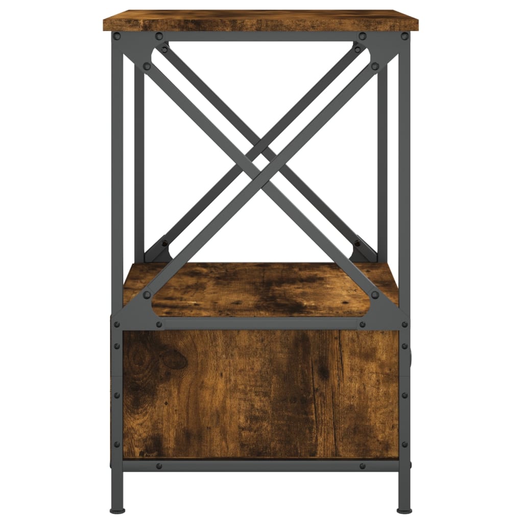 Table de chevet chêne fumé 50x41x65 cm bois d'ingénierie - 6