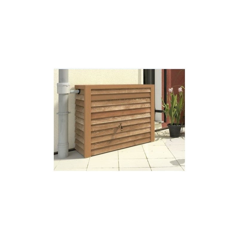 Nature Serbatoio Acqua Piovana 120L Effetto Legno - Botte Per Raccolta Pioggia Con Rubinetto E Coperchio, Marrone