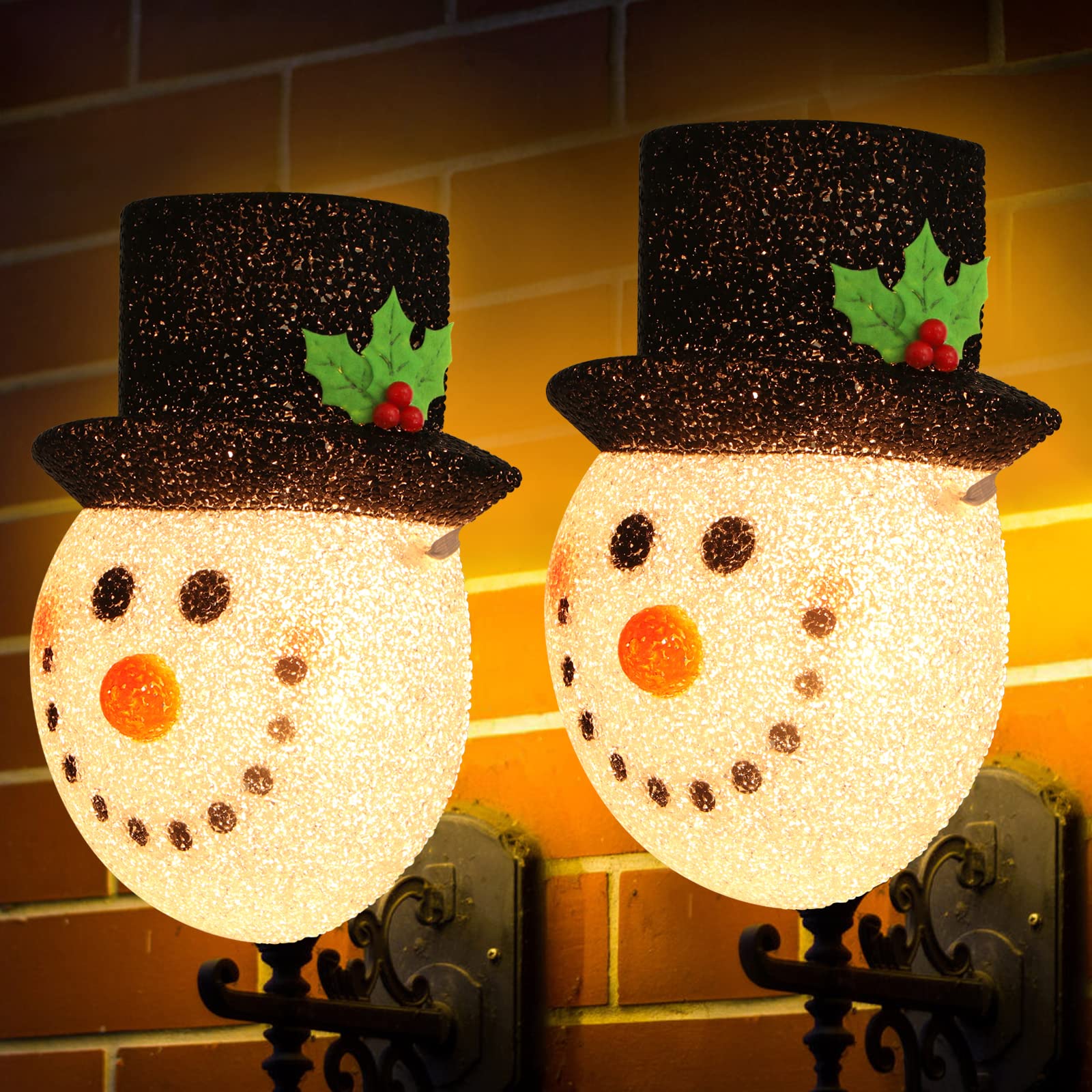 Paquet de 2 couvertures de lumière de porche de noël de bonhomme de neige, couvertures de lumière de décoration extérieure de noël, grands luminaires - 6