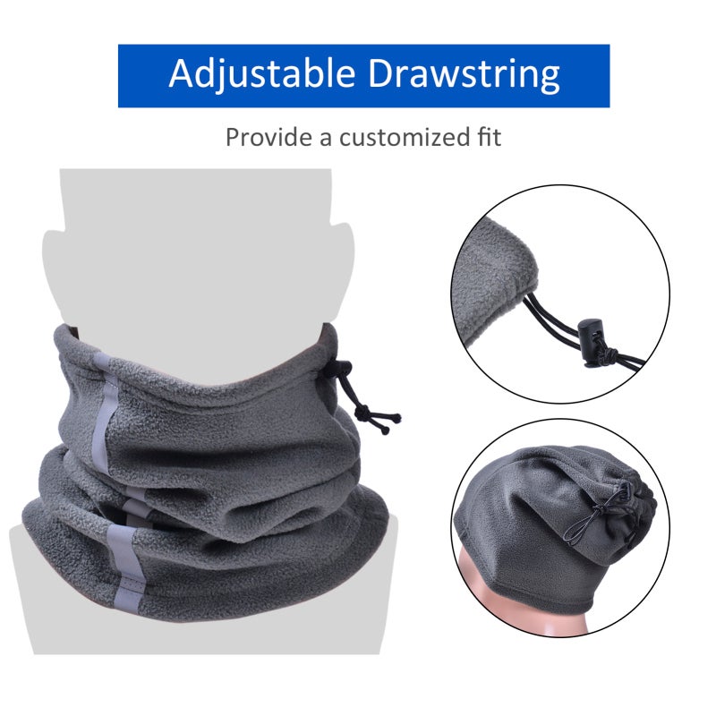 Gaiter de cou polaire ajustable, Couvre-visage réfléchi pour la sécurité, Bonnet chaud hiver, Écharpe outdoor sport pour hommes et femmes, Ski, Vélo - 3