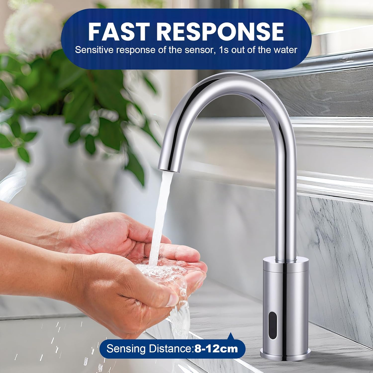 Robinet Infrarouge Automatique Acier Inoxydable - Mitigeur Sans Contact Avec Eau Chaude Froide