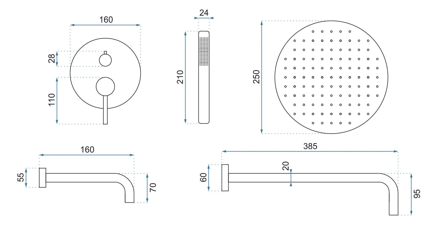 Zestaw wannowo-prysznicowy podtynkowy Rea Lungo Tytan + BOX - 8