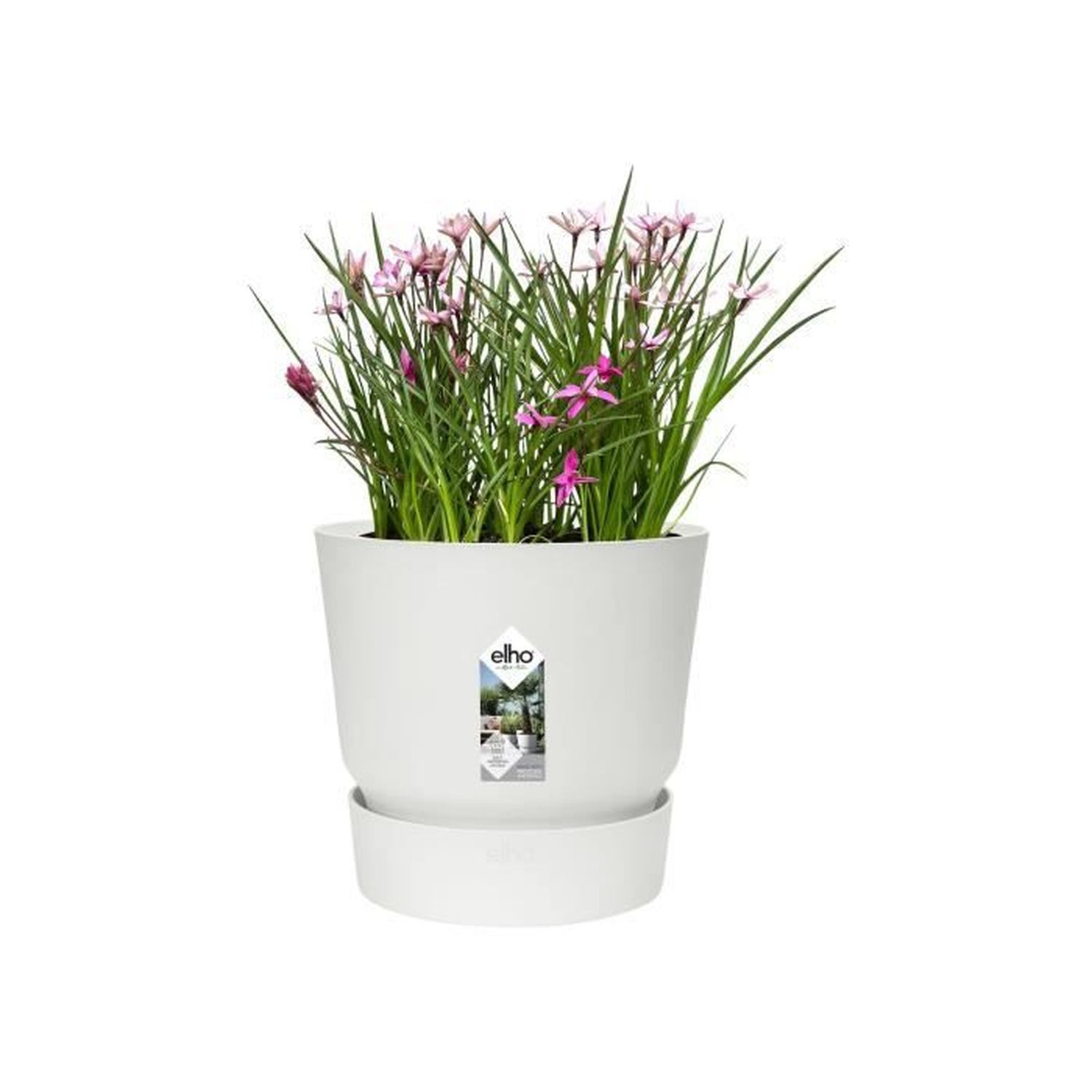 Vaso di fiori esterni rotondi Ø 24 x altezza 23 cm bianco - 3