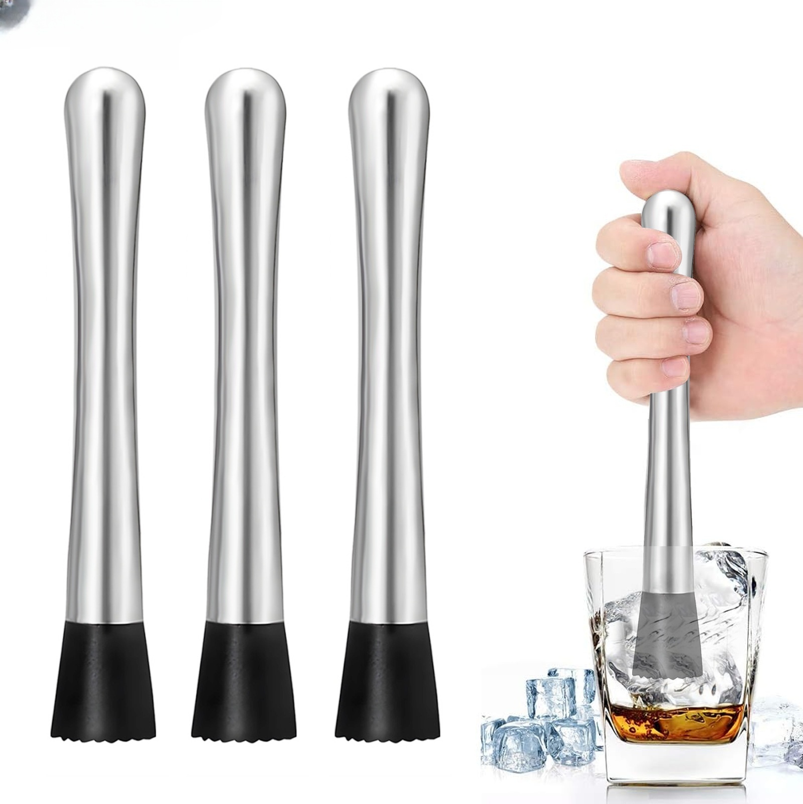 Pilon à Cocktail 25 Cm En Acier Inoxydable – Pilon Mojito & Glaçons Robuste Et Ergonomique YSTrillion