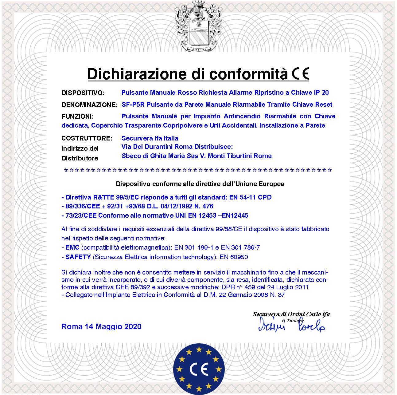 PULSANTI ROTTURA VETRO ROSSI 3 PEZZI PER ALLARME INCENDIO CON RIPRISTINO A CHIAVE SBLOCCA PORTE REI EN 54-11 CPD - 3