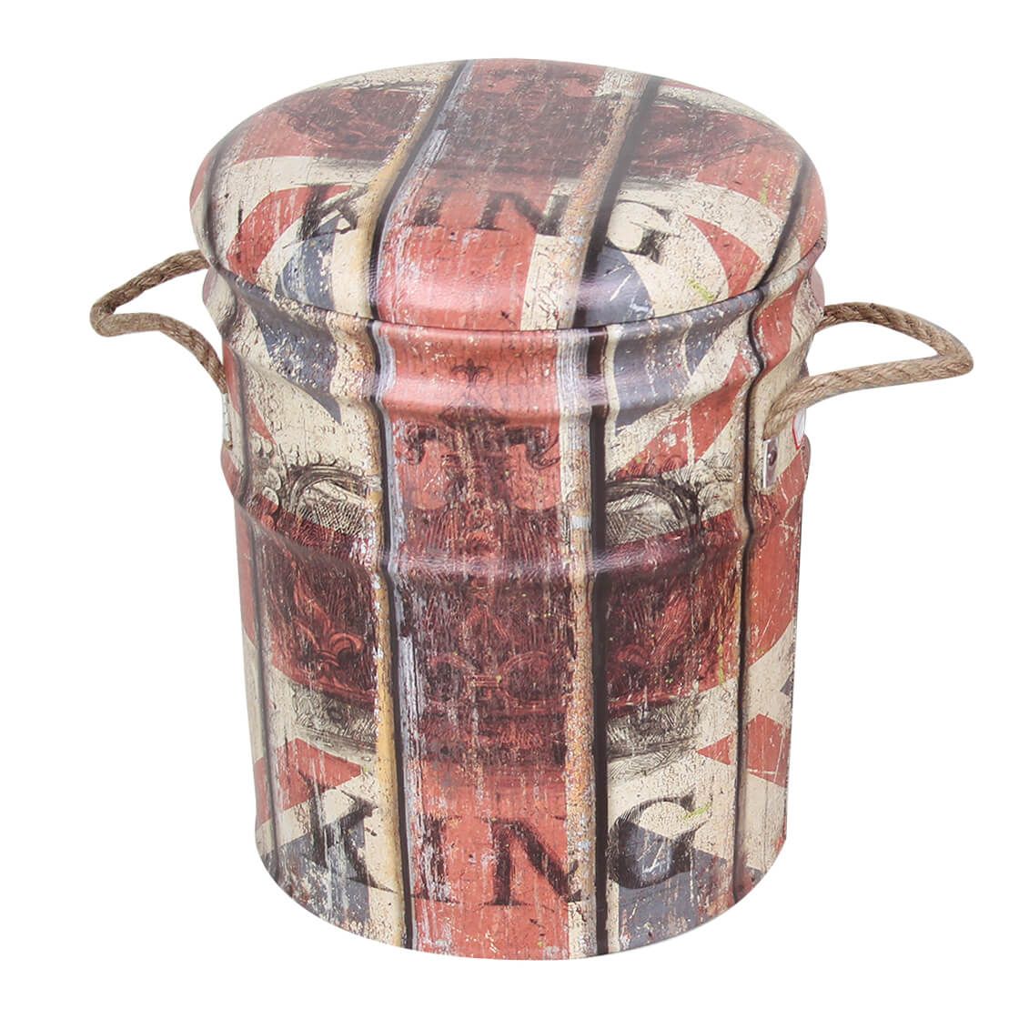 Milani Home - set 2 pouf contenitore tondi, MDF e PVC, seduta contenitore poggiapiedi, beige rosso, 30 x 30 x 38 cm - 4