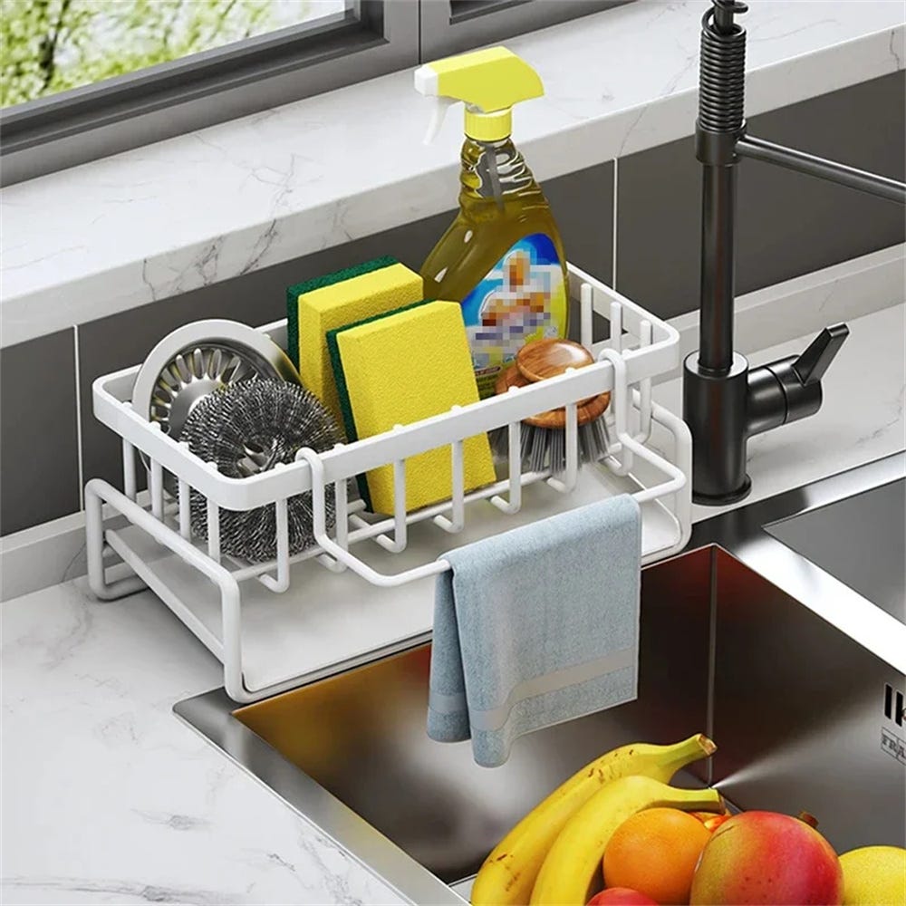 Porta Spugne Cucina Lavello,Organizer Lavandino Cucina Nero,Porta Spugna in Acciaio Inossidabile Porta Spugne Cucina Lavello,Organizer Lavandino Cucina Nero,Porta Spugna in Acciaio Inossidabile
