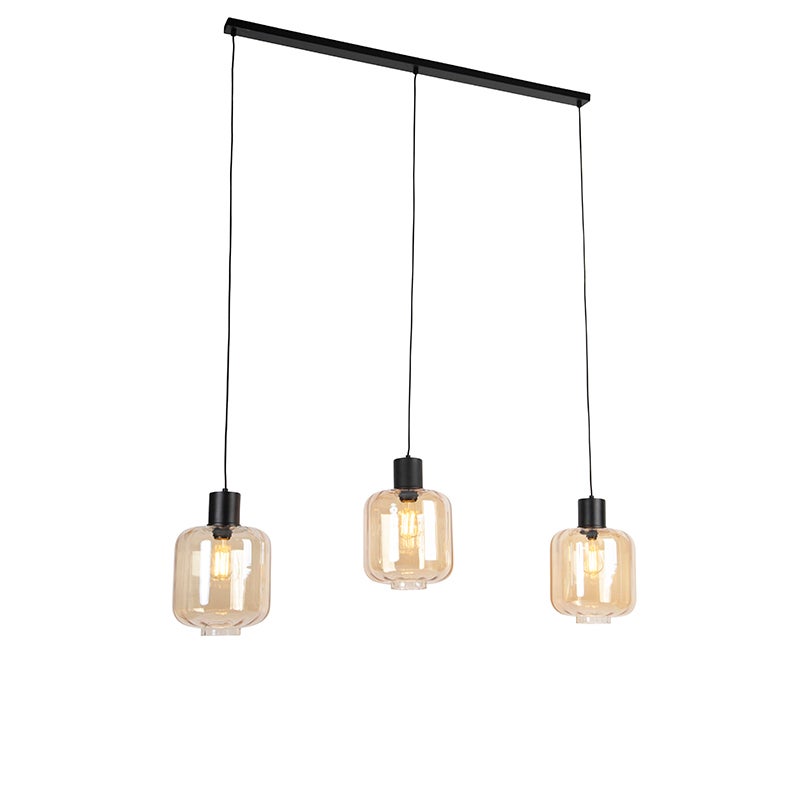 Qazqa diseño lámpara colgante con pantalla (3 luces) para mesa de ...