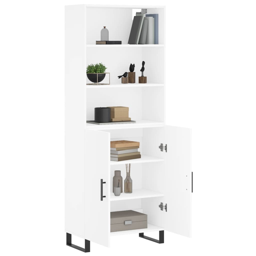Buffet haut Blanc 69,5x34x180 cm Bois d'ingénierie - 3