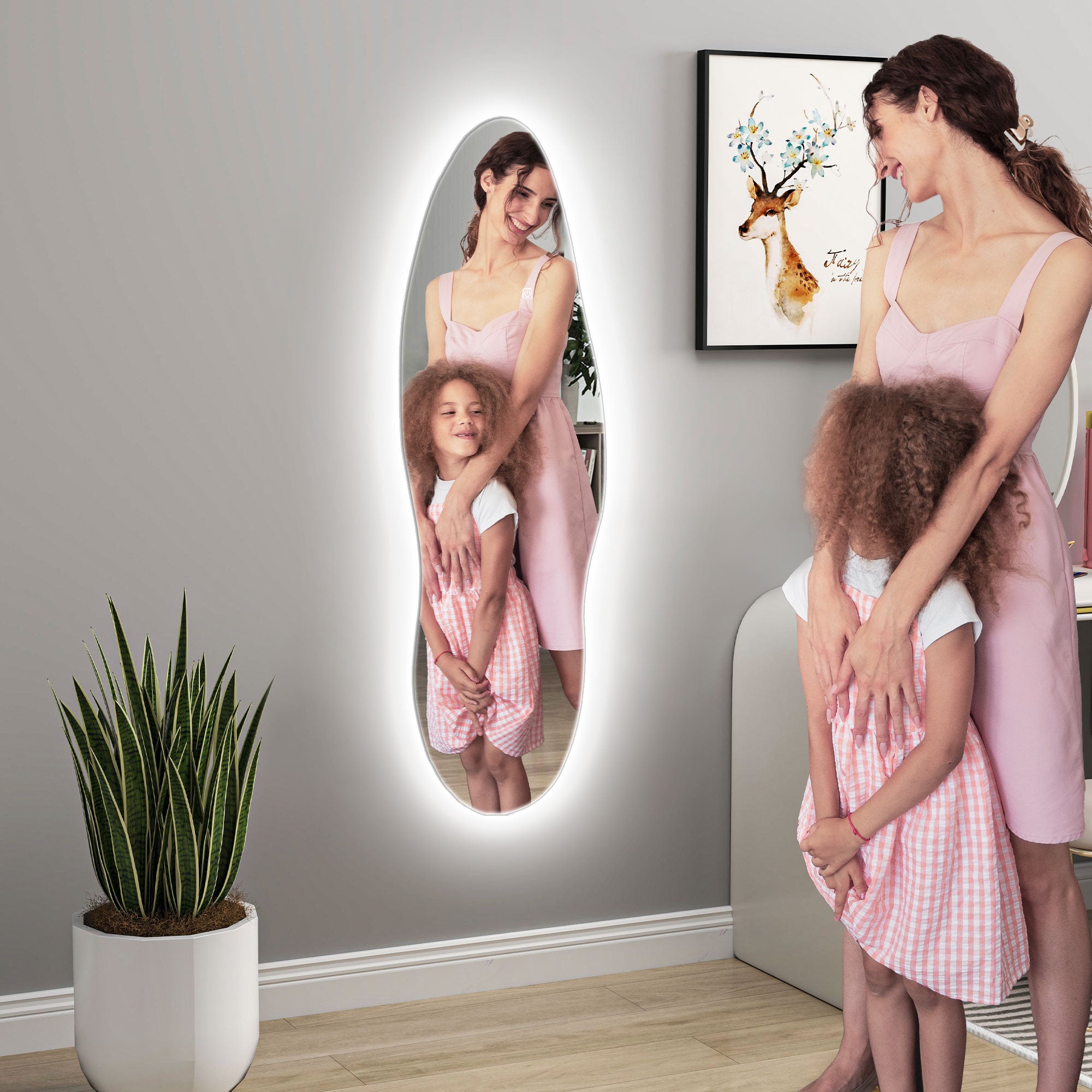 Homcom Espejo Cuerpo Entero Vidrio Templado Transparente 40X3x120 Cm Blanco/Clara , Leroy Merlin