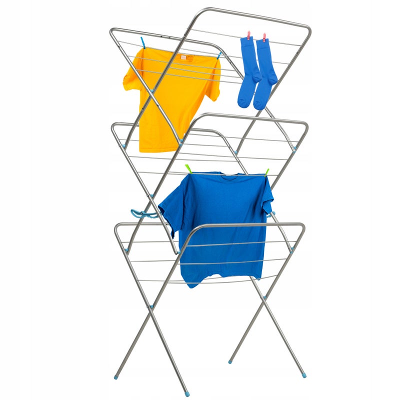 SUSZARKA NA PRANIE BALKONOWA PIONOWA 15m DO UBRAŃ NA BIELIZNĘ 3 POZIOMY