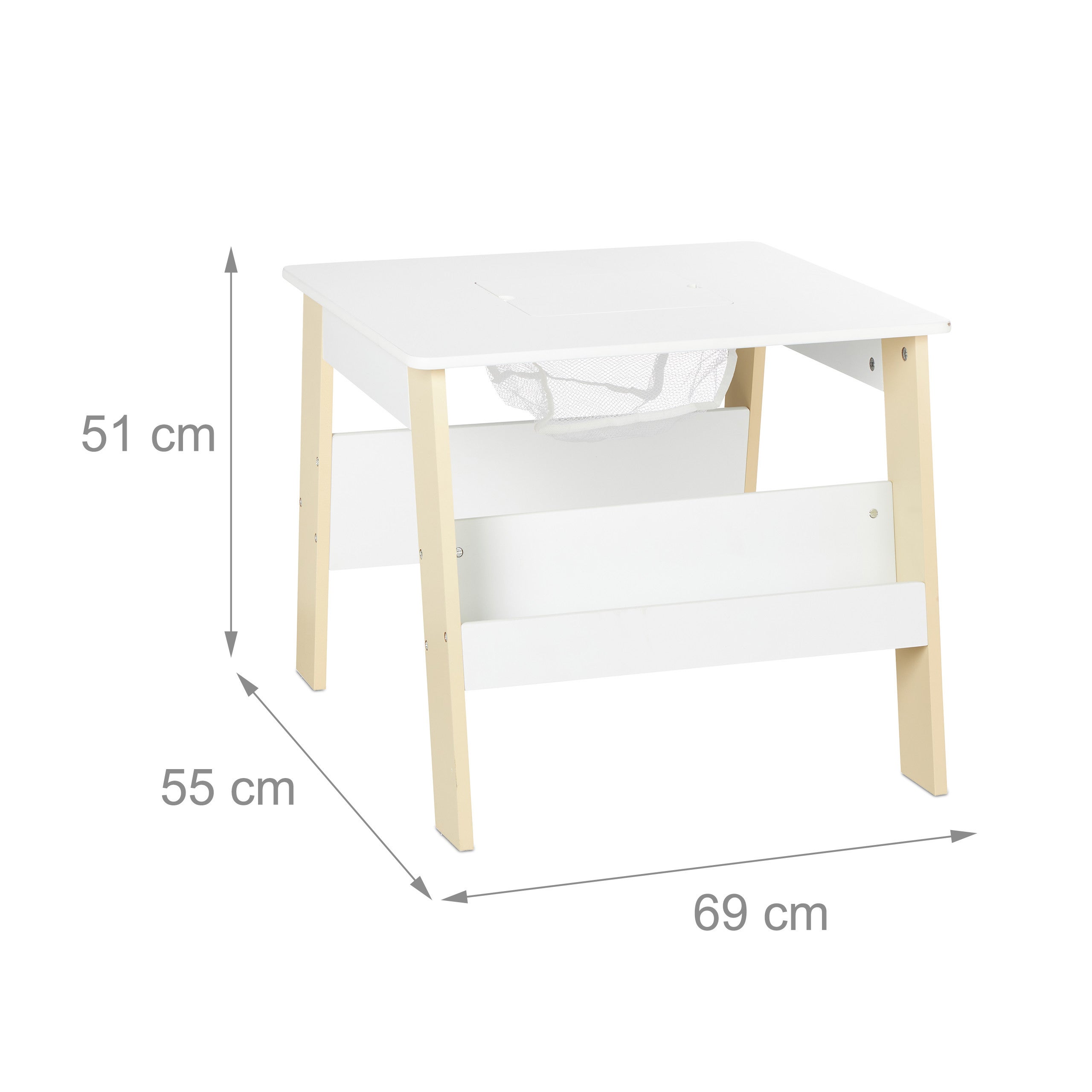 Ensemble mobilier enfants, table, 2 chaises, rangements, mixte, coin salon chambre d'enfant, blanc-beige, Relaxdays - 4