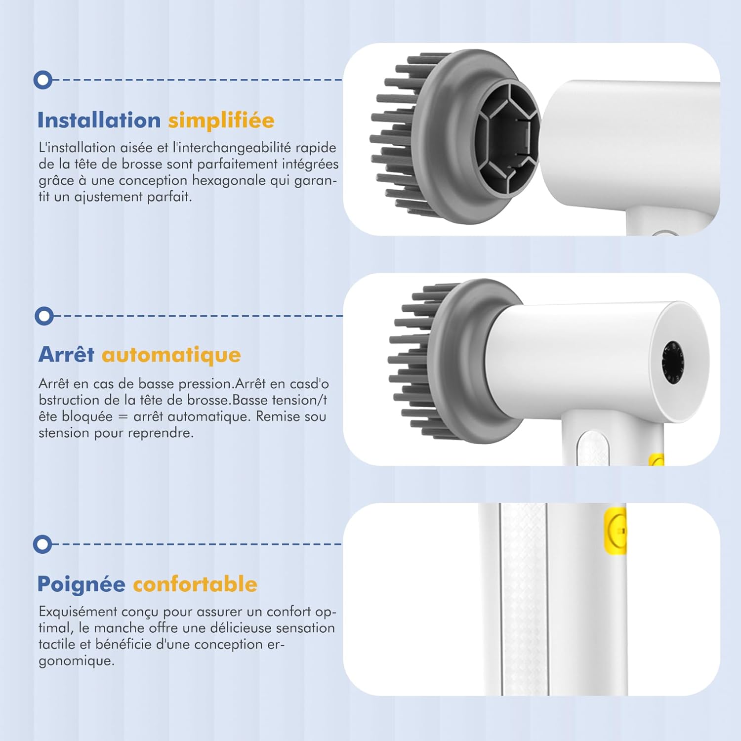 Elektryczna szczotka czyszcząca - 3-głowicowa szczotka do czyszczenia łazienki do kuchni i łazienki - 4