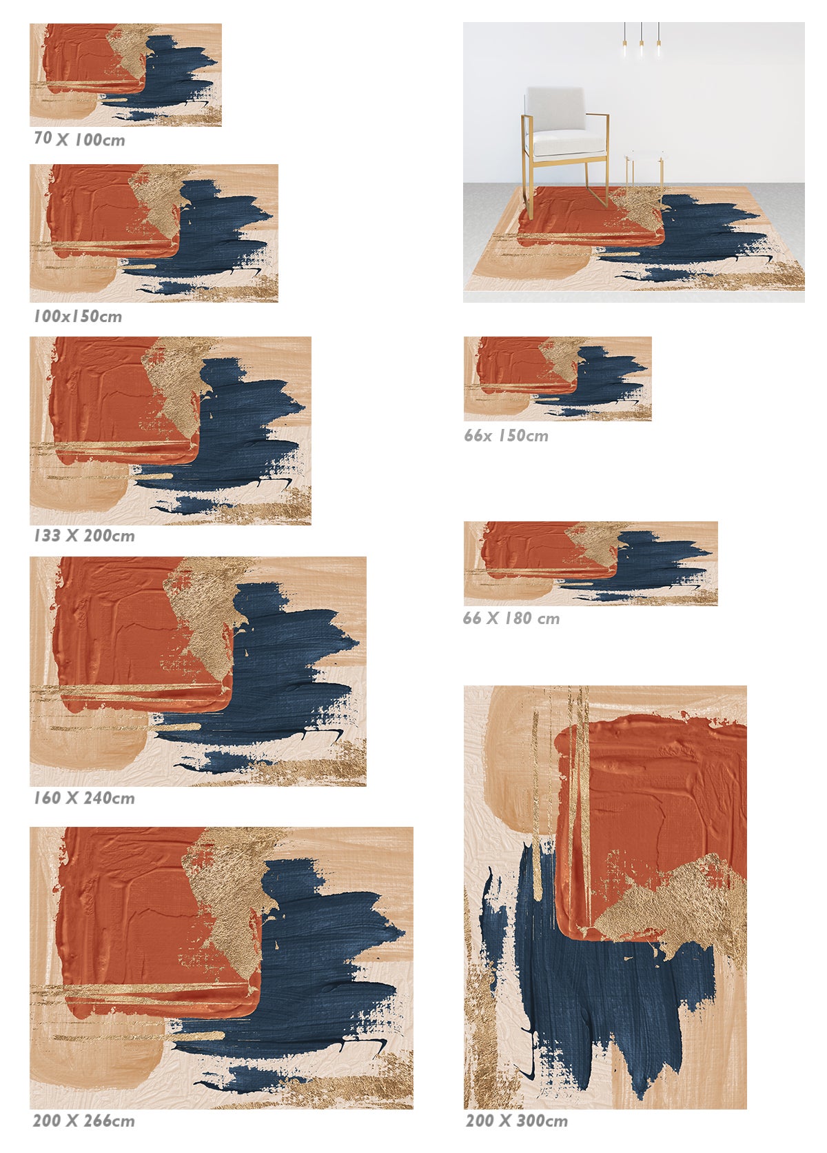 Tapis antidérapant en vinyle ÓLEO 6 200x266 cm - PVC imprimé, lavable, ignifuge, pour le salon et la cuisine, style abstrait - 4