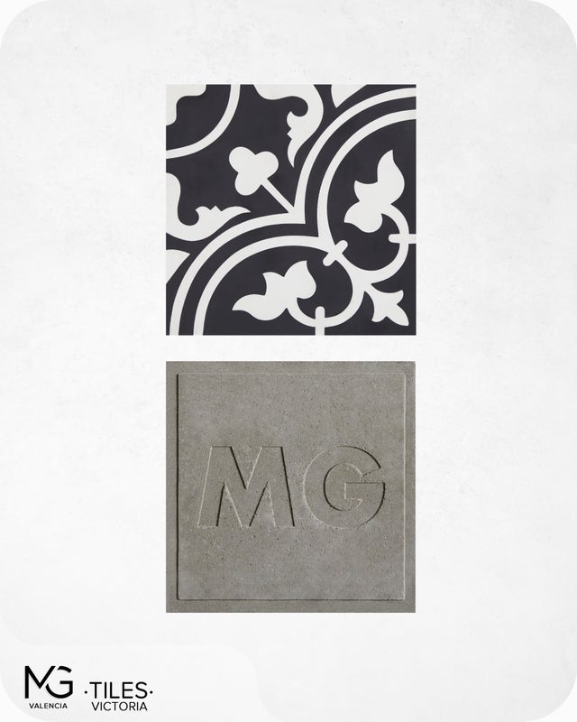 Piastrelle in cemento | VICTORIA | Grigio e nero 20x20cm (Confezione da 24 unità = 0,96m2)