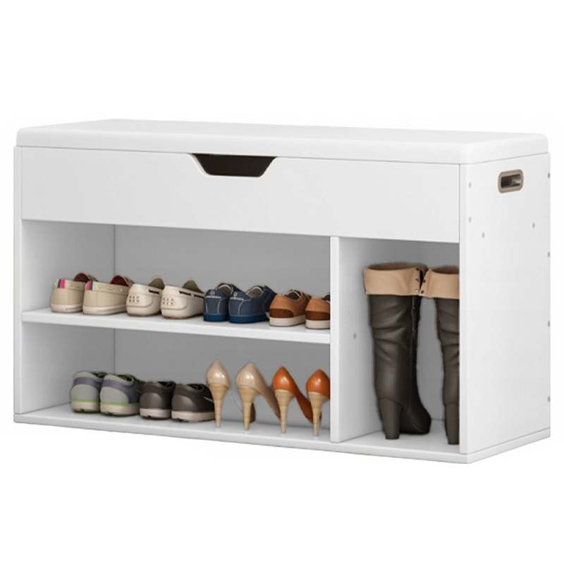 Szafka na buty z siedziskiem schowek 3 półki biała 80cm