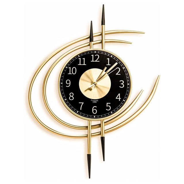 Reloj de pared moderno y silencioso, diseño moderno XXL dorado, 54 cm, reloj de pared gigante sin tictac, reloj de pared de metal para salón.