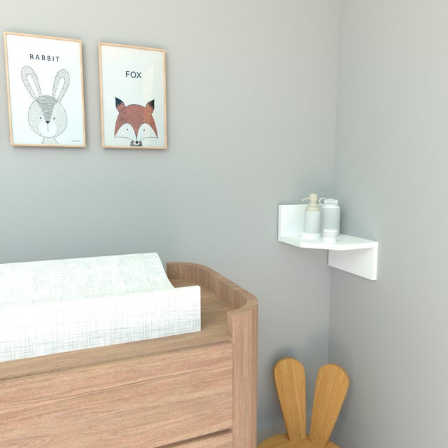 Mensola Angolare Zig Zag Henor | Legno FSC&reg; 2 Ripiani | Bianco 64x20x20 Cm | Per Ottimizzare Spazi
