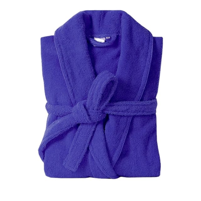 HaraDeco Peignoir de douche pour homme et femme, coton 380 g/m², tissu éponge doux au toucher pour la maison et l'hôtellerie (Bleu, L)