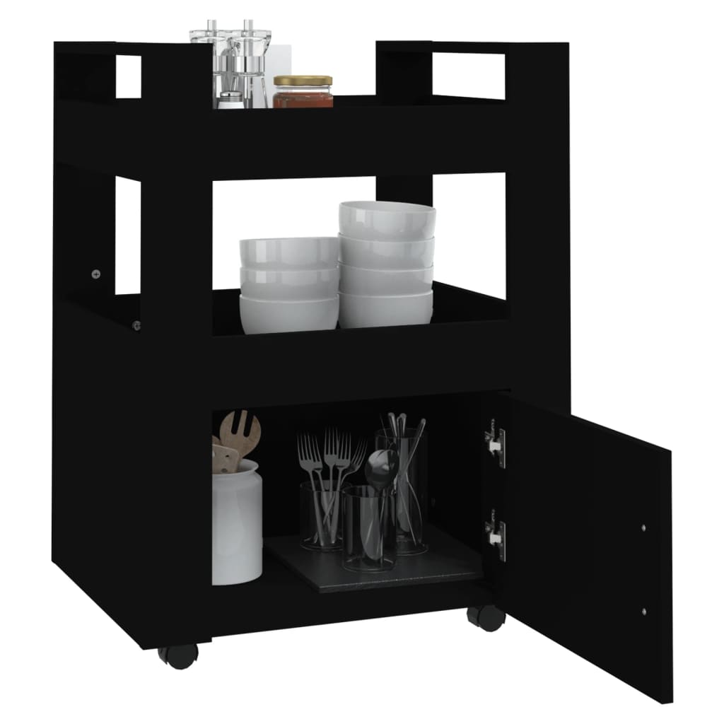 Carrello da cucina nero 60x45x80 cm in legno ingegnerizzato - 4