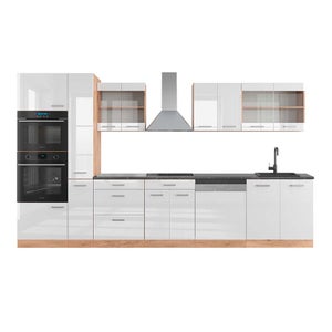 Cuisine Intégrée Vicco R-Line 350 Cm - Blanc Et Anthracite - Kitchenette Complète Neuve