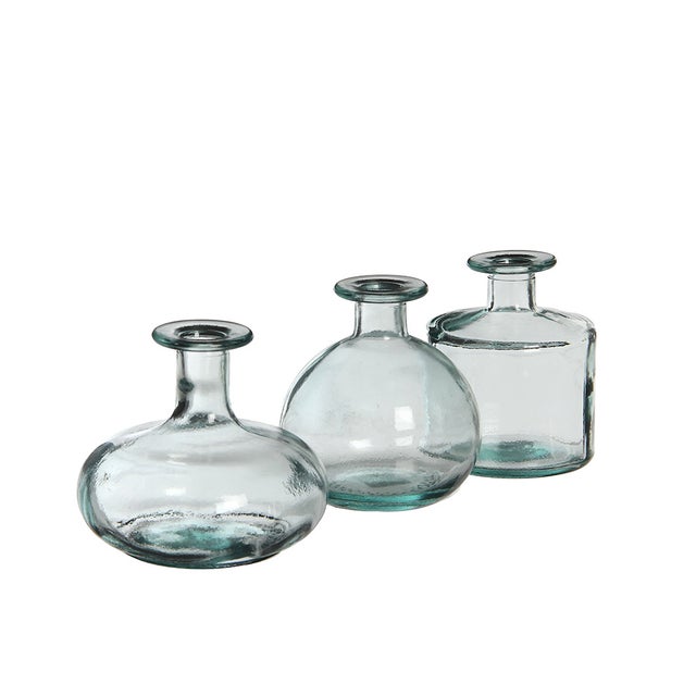 Botella de Cristal Transparente Simone 14x12cm - Colores/Modelos Surtidos