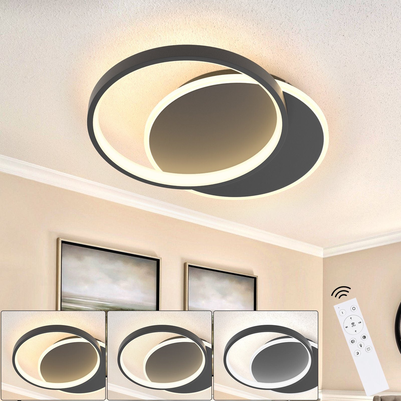 ZMH Nowoczesna, ściemnialna lampa sufitowa LED z pilotem do przedpokoju