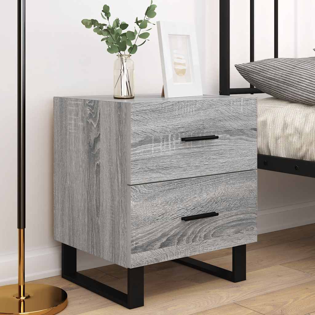 Mesitas noche 2 uds madera ingeniería gris Sonoma 40x35x47,5 cm vidaXL - 4