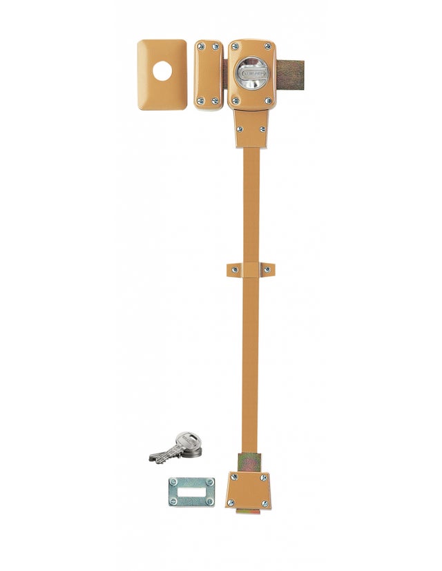 Verrou à bouton Mirage 6 pour porte d'entrée, cylindre 45mm, tringle 2 pts en acier, bas, gauche, 3 clés, bronze - THIRARD