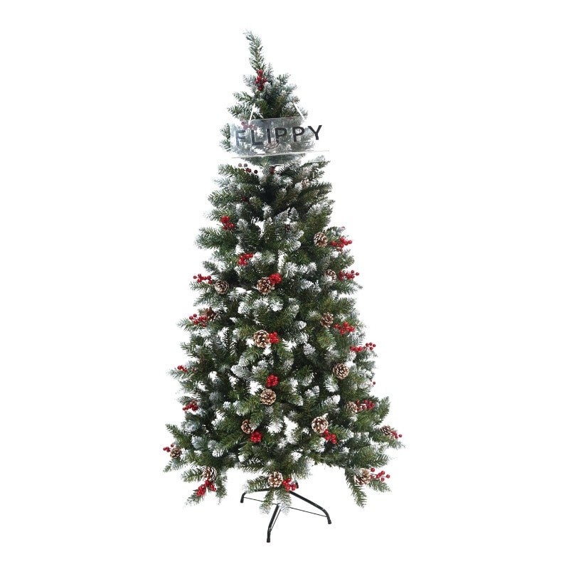 Brad artificial de Craciun Flippy, sectionat pentru perete/ colt, 2,10 m, verde, decorat
