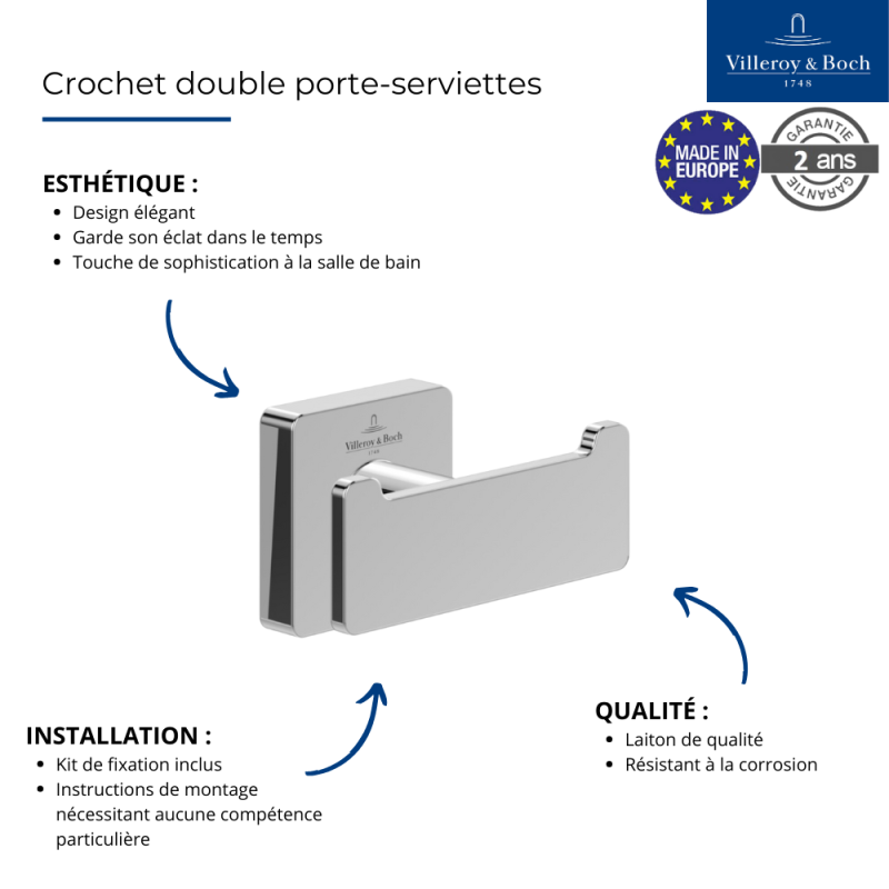 Crochet double VILLEROY ET BOCH Elements - Striking Chrome - 3