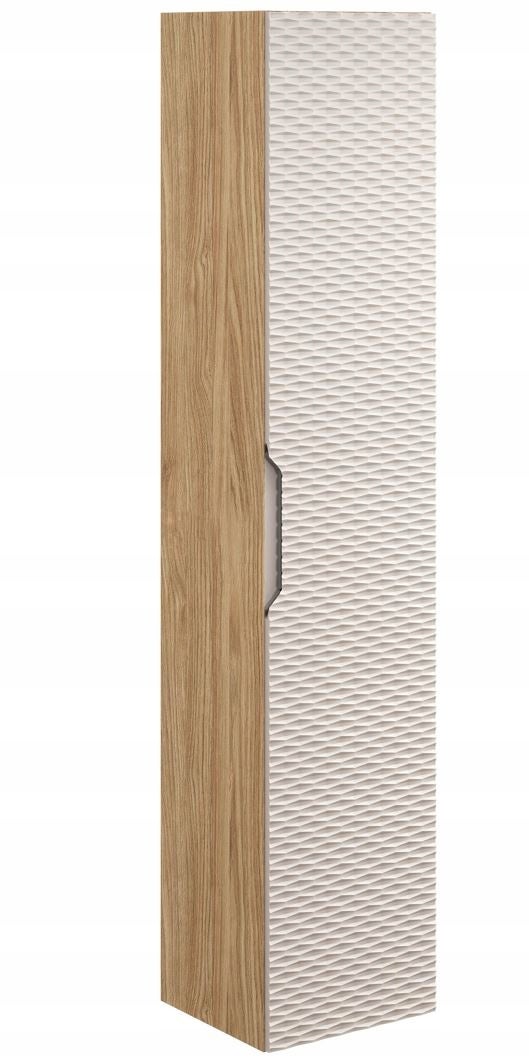 Słupek łazienkowy OCEAN 35 cm beżowy dąb olejowany front 3D MDF wiszący 1 drzwi