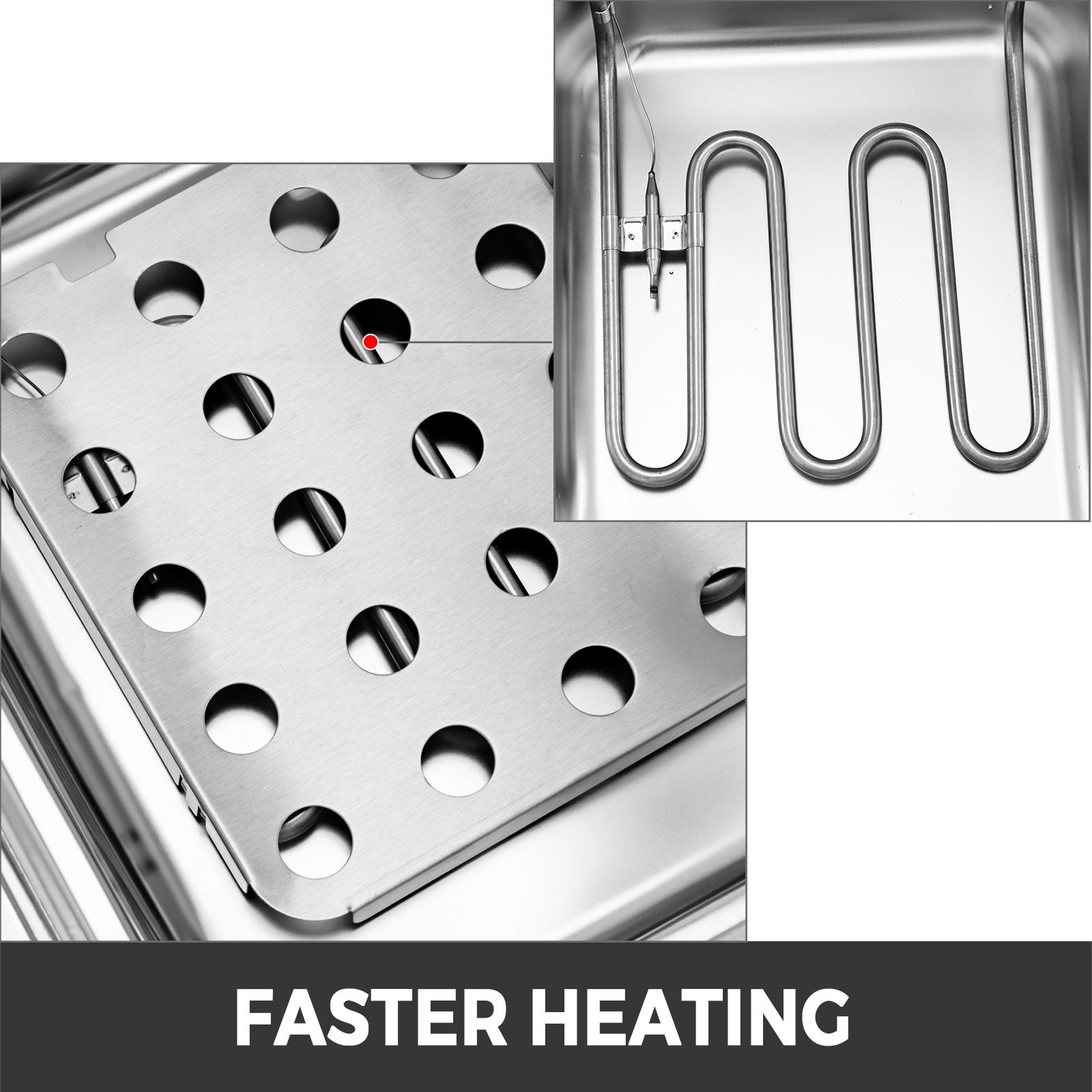 Friteuse 12L Electrique Inox,VEVOR Friteuse Commerciale en Acier Inoxydable,à Double Réservoir 5000W Friteuse avec 2Paniers à Friture avec Poignée - 4