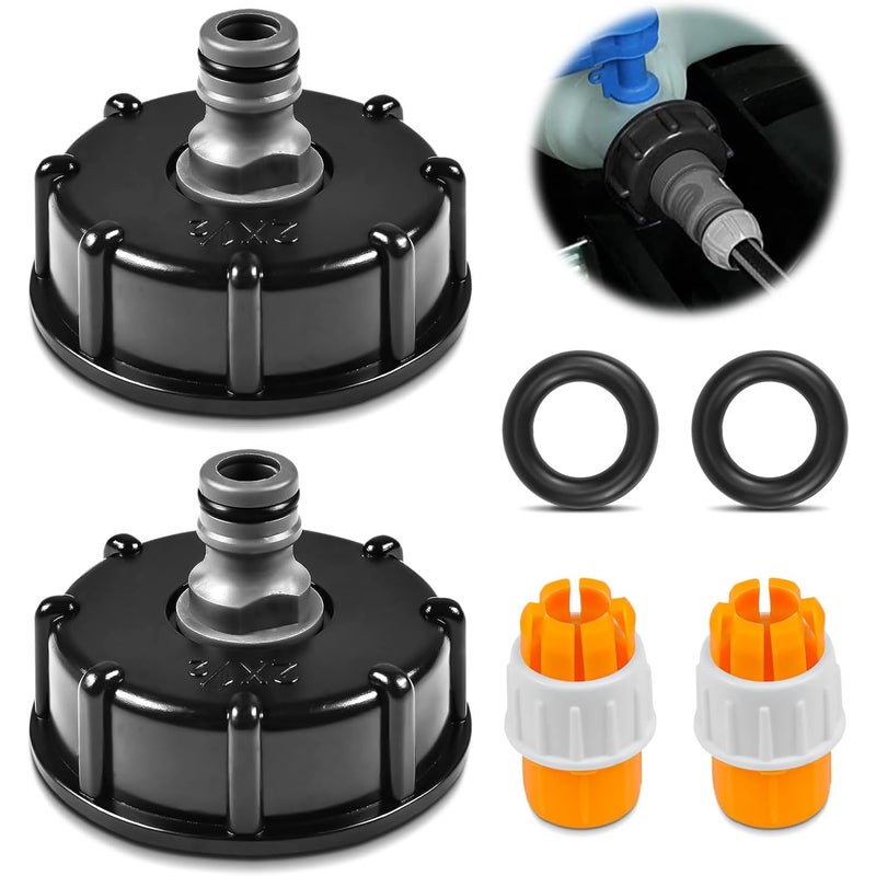 2x pokrywa zbiornika IBC z przyłączem 1/2" - przyłącza IBC S60x6 - średnica wylotu 60 mm do węża ogrodowego