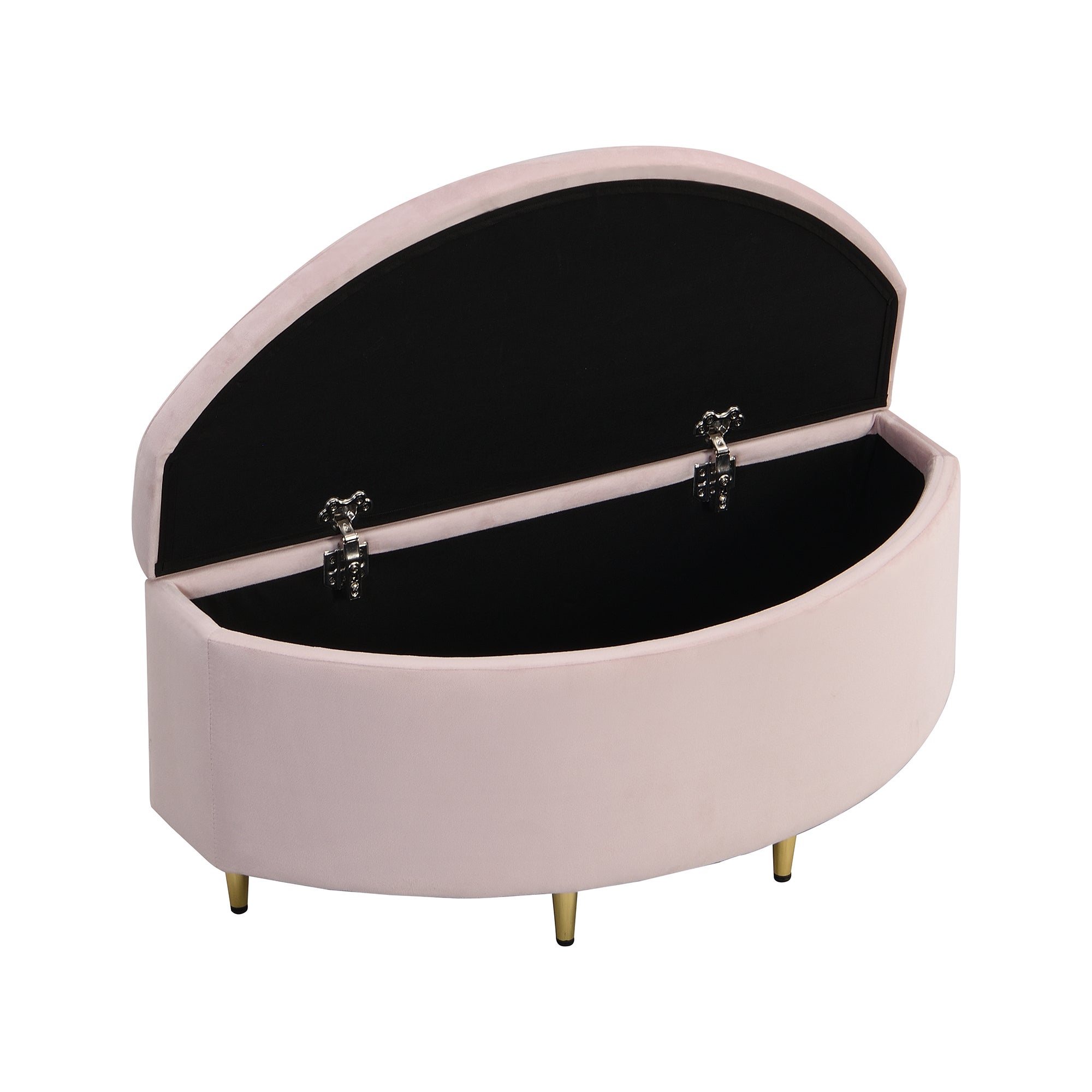 Banc coffre de rangement en velours - 90 x 40 x 42 cm - Pieds en métal - Rose - 5