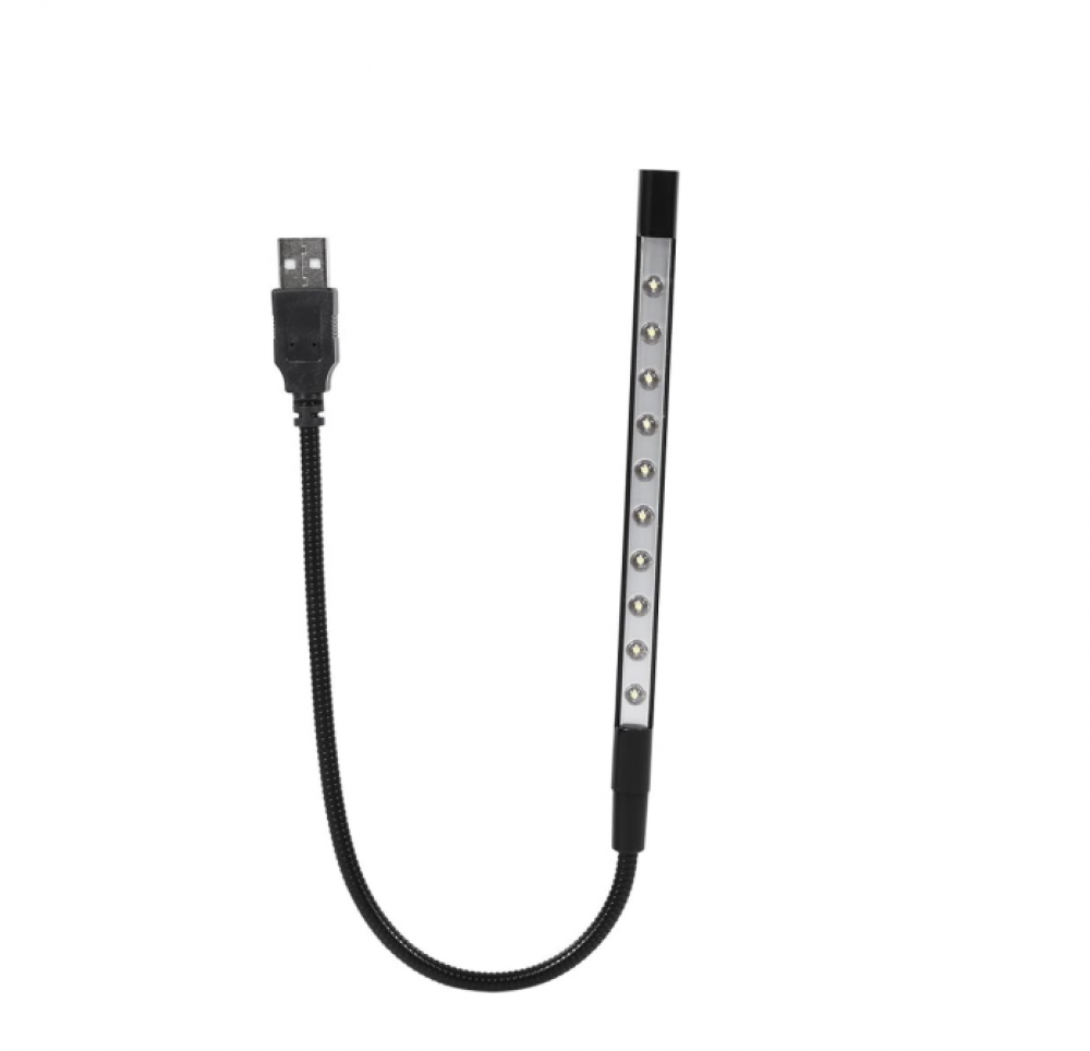 1 sztuka, czarny, klawiatura USB i lampka do czytania, 10 mini elastycznych lampek LED na gęsiej szyi do laptopów zasilanych przez USB do