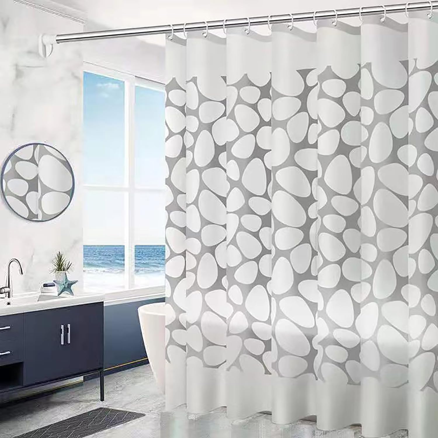 Rideau de shower PEVA Galets black, waterproof, 180 x 200 cm