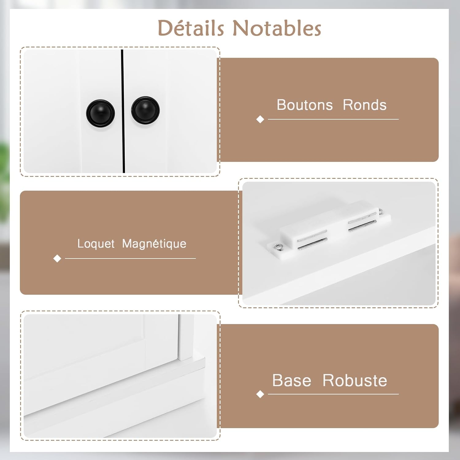 Armario Alto de Cocina Con 4 Puertas y 6 Estantes Ajustables, de Despensa, Buffet, Baño y Almacenamiento Para Cocina, Salón, Color Blanco - 3