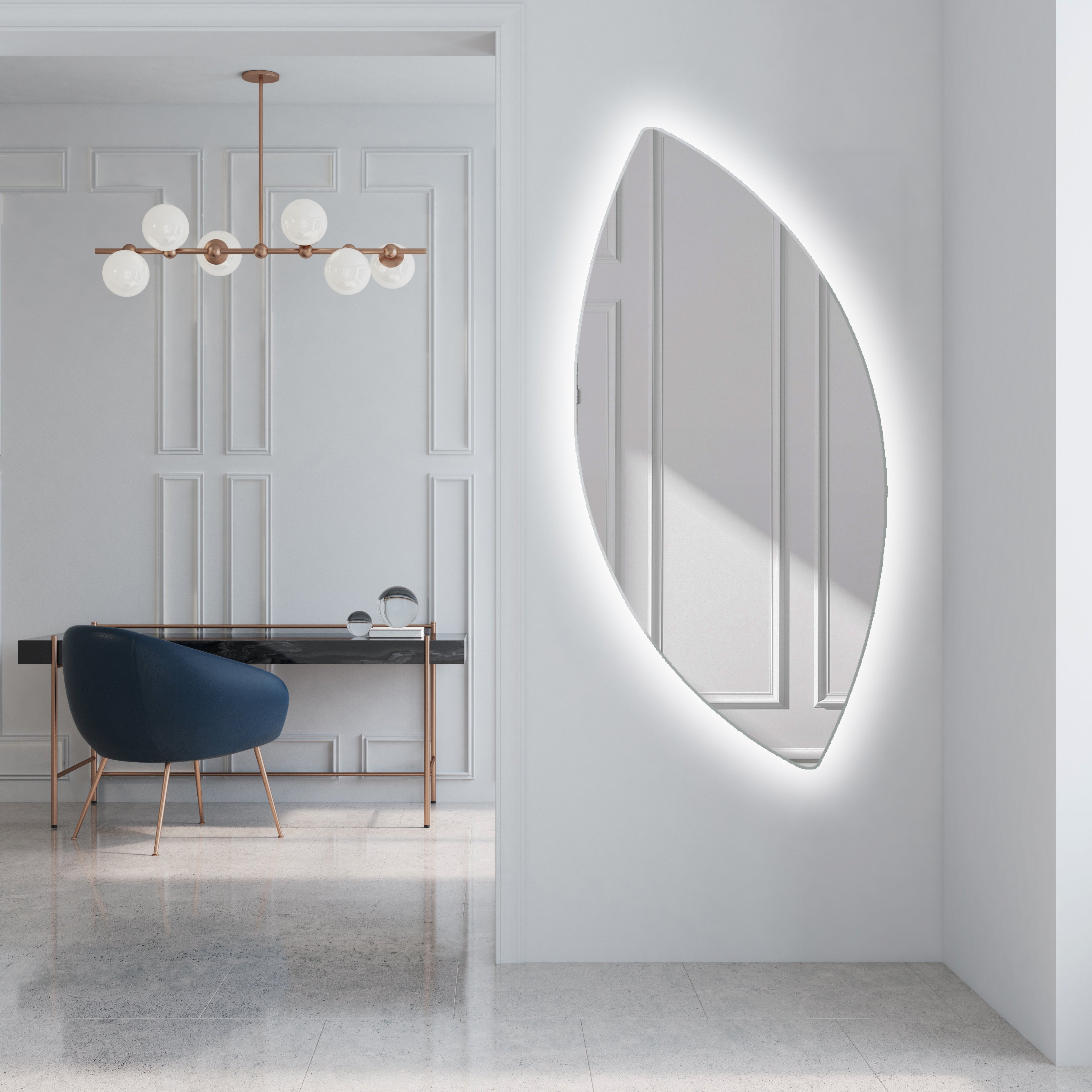 Lustro z oświetleniem łazienkowym LED (74x154cm) Jasne lustro LED z oświetleniem (LPI221) Chłodna biel 7000K