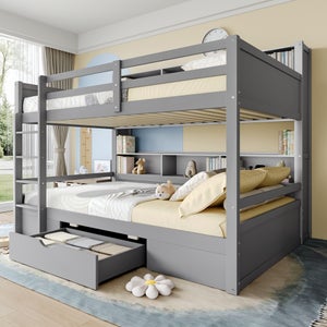Letto A Castello In Pino Massiccio 90x200 Cm Per Bambini – Basso, Con Ringhiera, Portata 120 Kg, Facile Da Montare