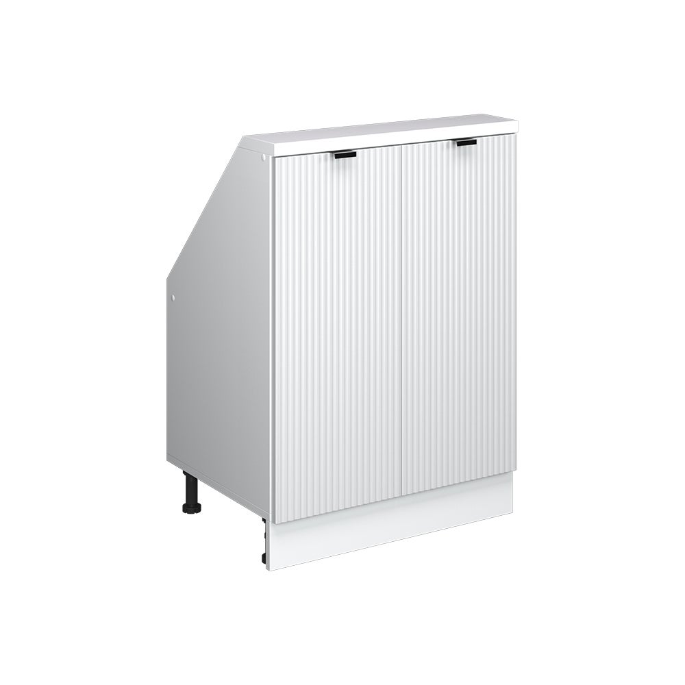 Vicco Szafka kuchenna na dach skośny R-Line, Białe pofałdowanie, 60 cm z 2 drzwiami