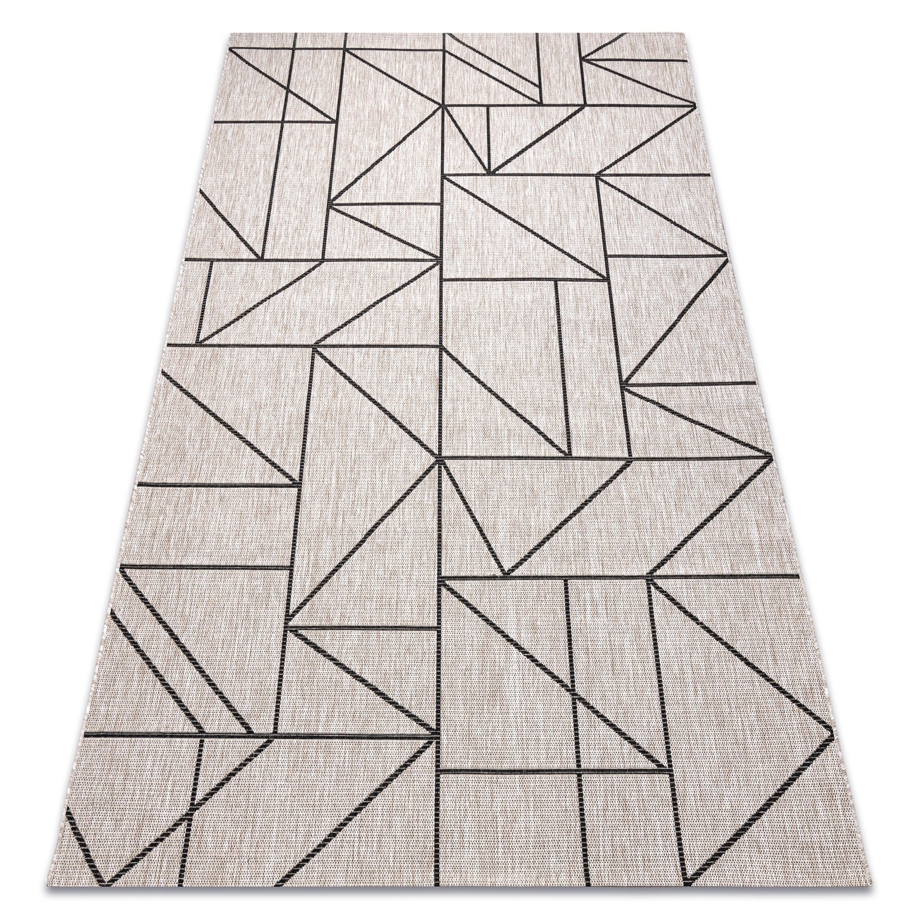 DYWAN SZNURKOWY SIZAL FLOORLUX 20605 srebrny / czarny / beż TRÓJKĄTY, GEOMETRYCZNY 240x330 cm