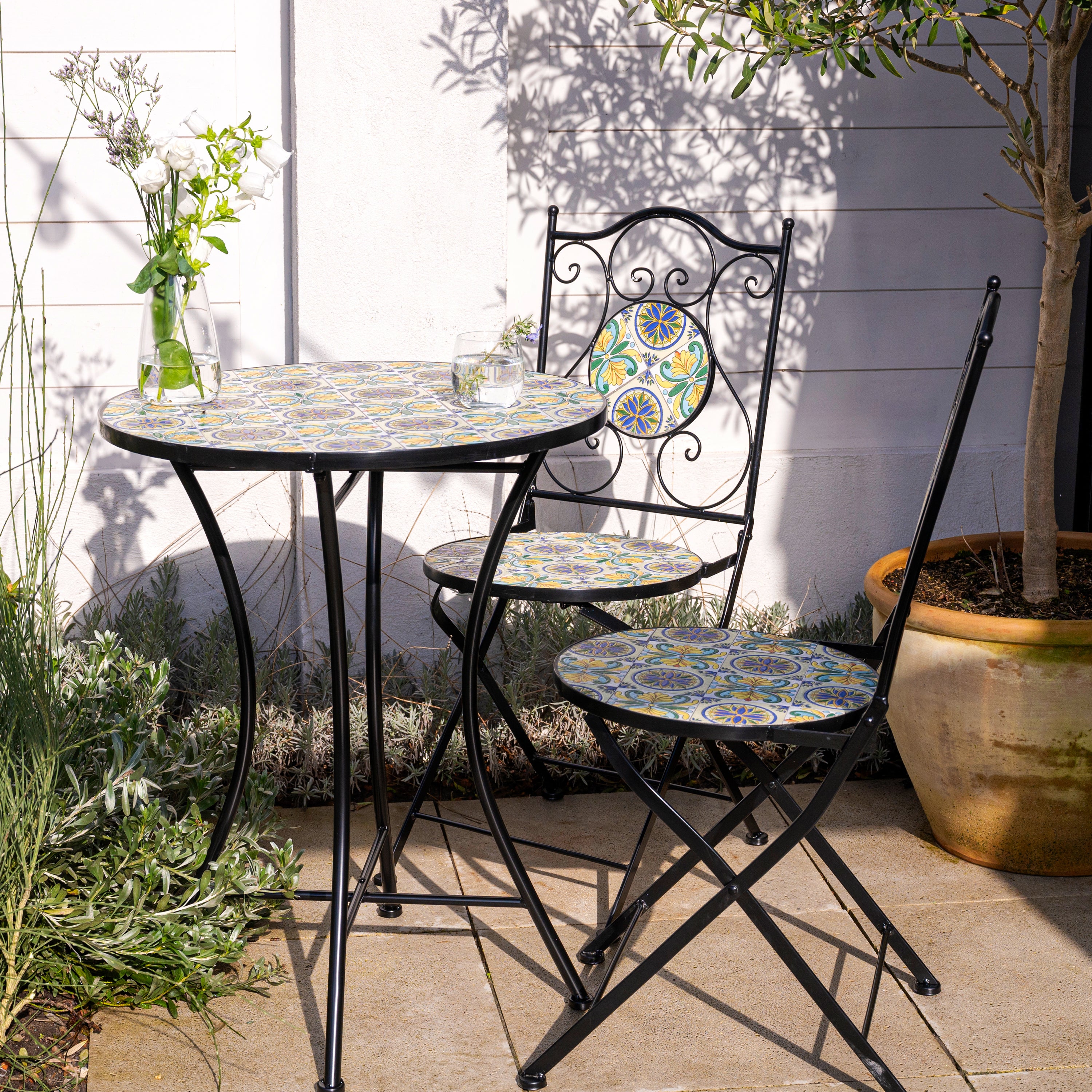 Axi Amélie Table Bistrot, Bleue/Jaune | Salon De Jardin Bistrot, Table Bistrot Mosaique Pour Jardin/Balcon/Terrasse - 7