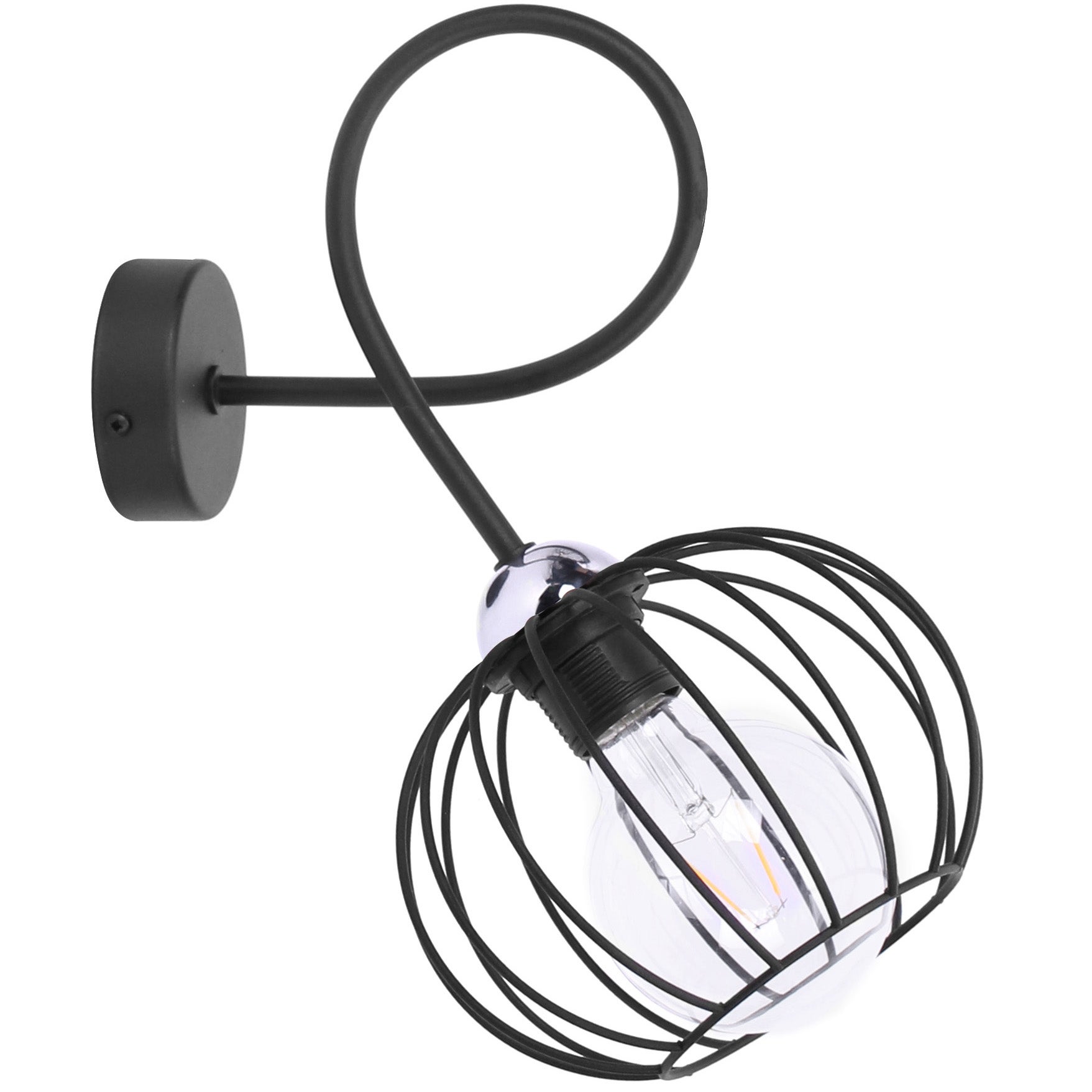 Lampa kinkiet ścienny Edison boho 1xE27 klosz druciak kula czarny Light Home LH