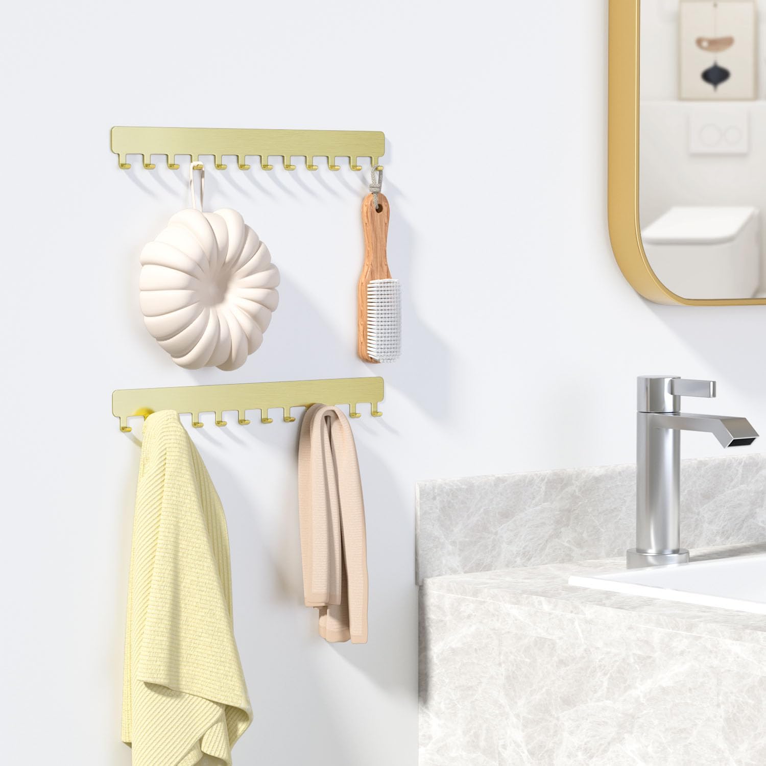 Lot de 2 porte-chaînes muraux pour bijoux - Organiseur de bijoux robuste pour colliers, bracelets et boucles d'oreilles - Solution peu encombrante - 4