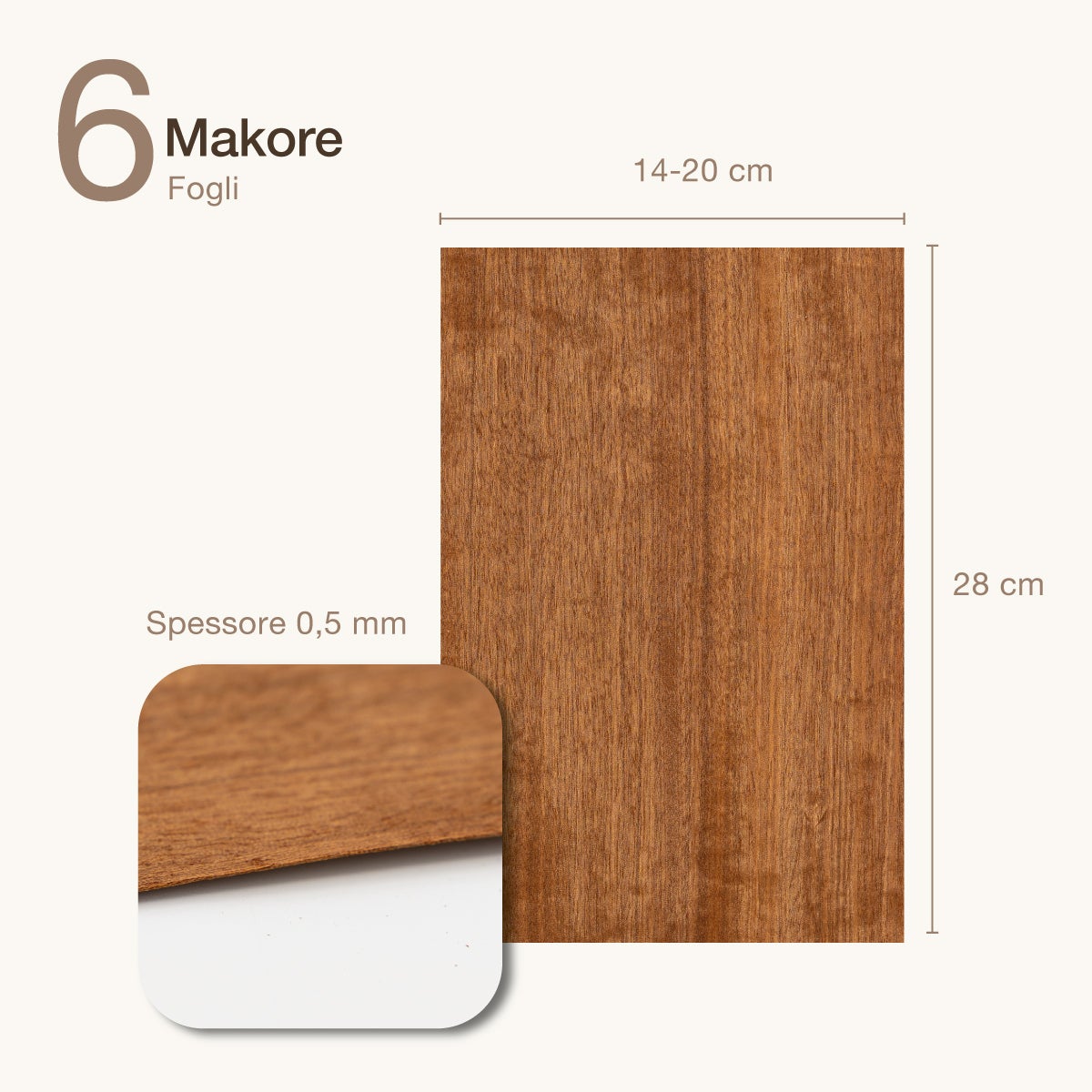 6 FOGLI DI IMPIALLACCIATURA IN LEGNO DI MAKORE - 2