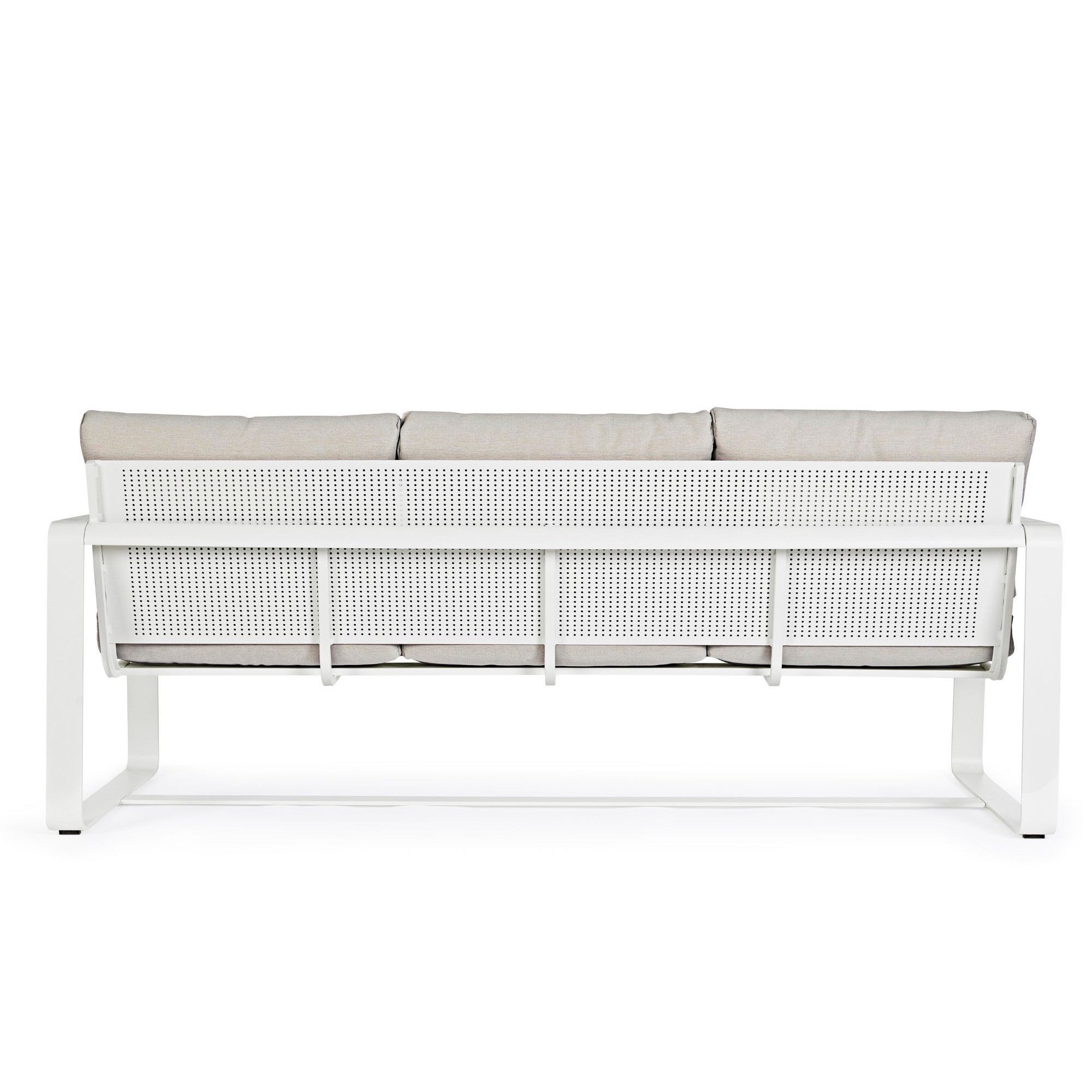 Sofá Lounge Exterior Aluminio 3 Plazas 2 Sillones Con Mesa Cafetera Merrigan Blanco Bizzotto - 5