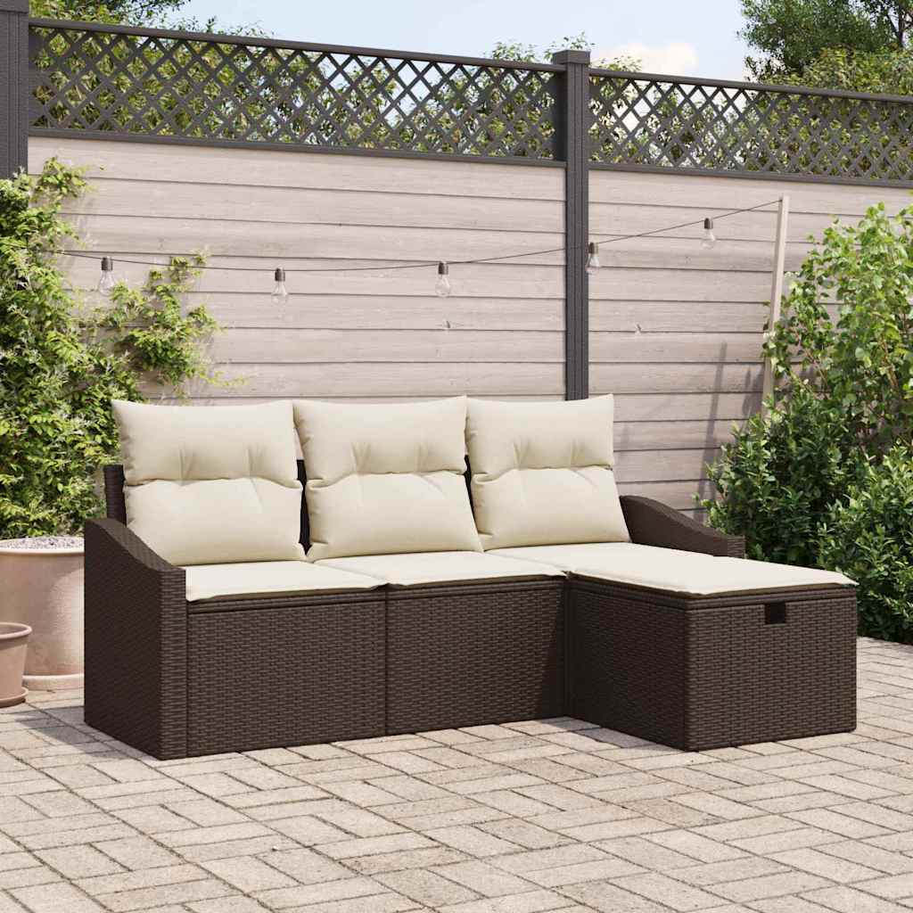 Zestaw Sof z poduszką 4 pcs polirattan vidaXL