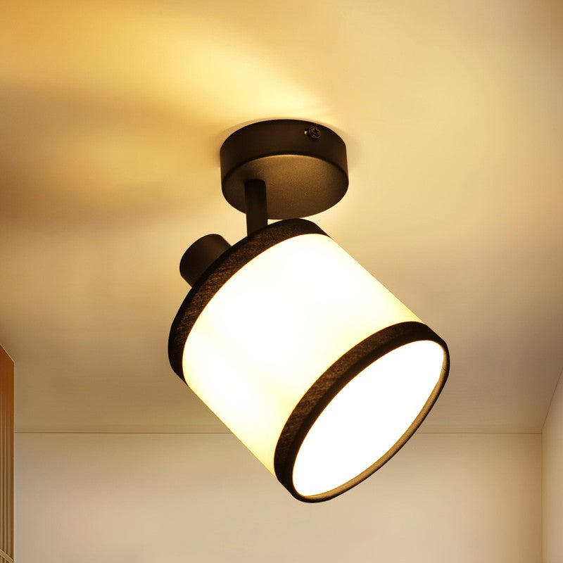 NETTLIFE 1-punktowy Reflektorowa sufitowy, czarna lampa do przedpokoju - lampa sufitowa z materiału E14, regulowana, vintage, retro (bez żarówki)