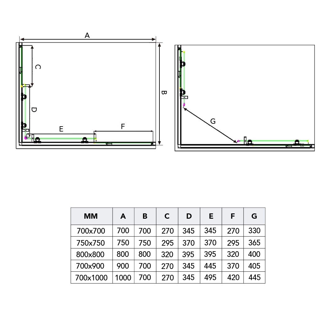 Cabina doccia economica cristallo 4 mm 70x90 cromato Luna - 5
